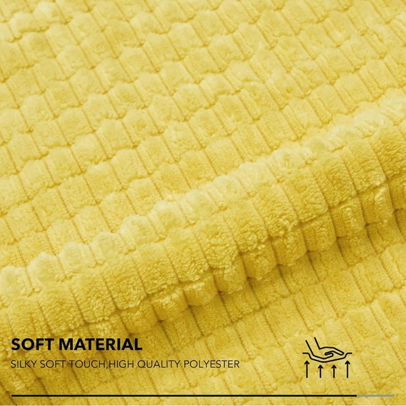 NWT set of 2 Deconovo yellow Plush Corduroy Pillow Covers 16” x 16” - Picture 5 of 8